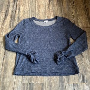 Splendid Navy Long Sleeve Lightweight Pullover Top Striped Lining